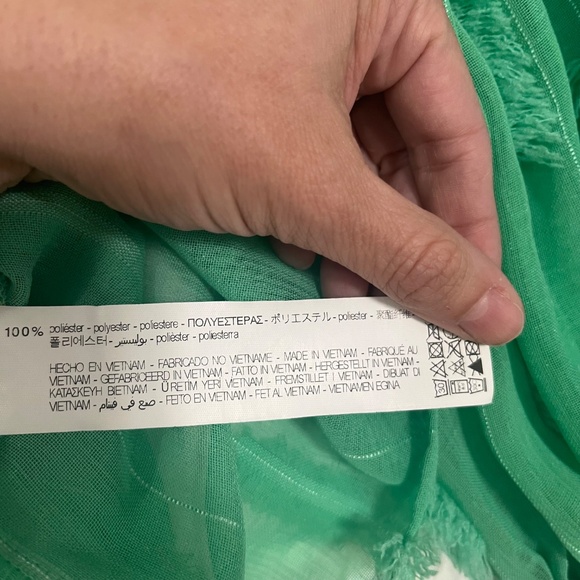 Zara Women’s Sea Foam Green Sheer Blouse / Top, Bishop Sleeves, XS - Picture 10 of 14